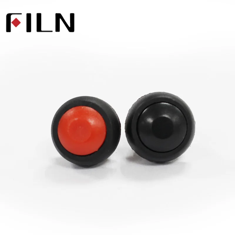 

12mm PBS-33B Plastic Momentary Nomal Open Pushbutton Switch red black cap