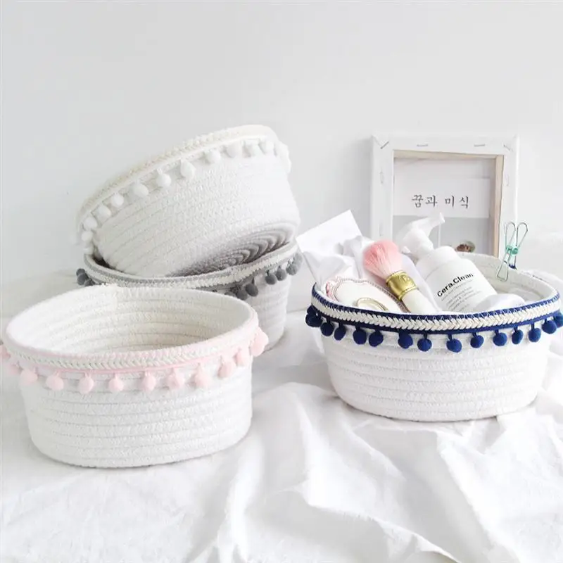 Desktop Storage Basket Cotton Rope Knit Simple Plush Ball Decor Storage Pouch For Sundries Key Phone (Random Color Plush Ball) Desktop Storage Basket Cotton Rope Knit Simple Plush Ball Decor Storage Pouch For Sundries Key Phone (Random Color Plush Ball)