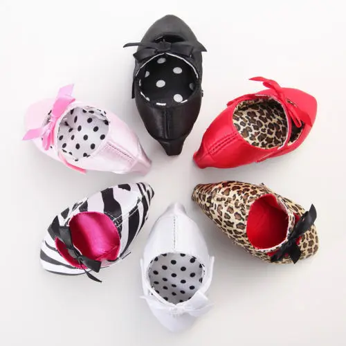 Baby Shoes Soft Sole Shoes Newborn Baby Girl Princess High Heels Soft Sole Shoes First Walkers Toddler Kids Infantil Bow Leopard Anti-Slip Shoes Mocassins