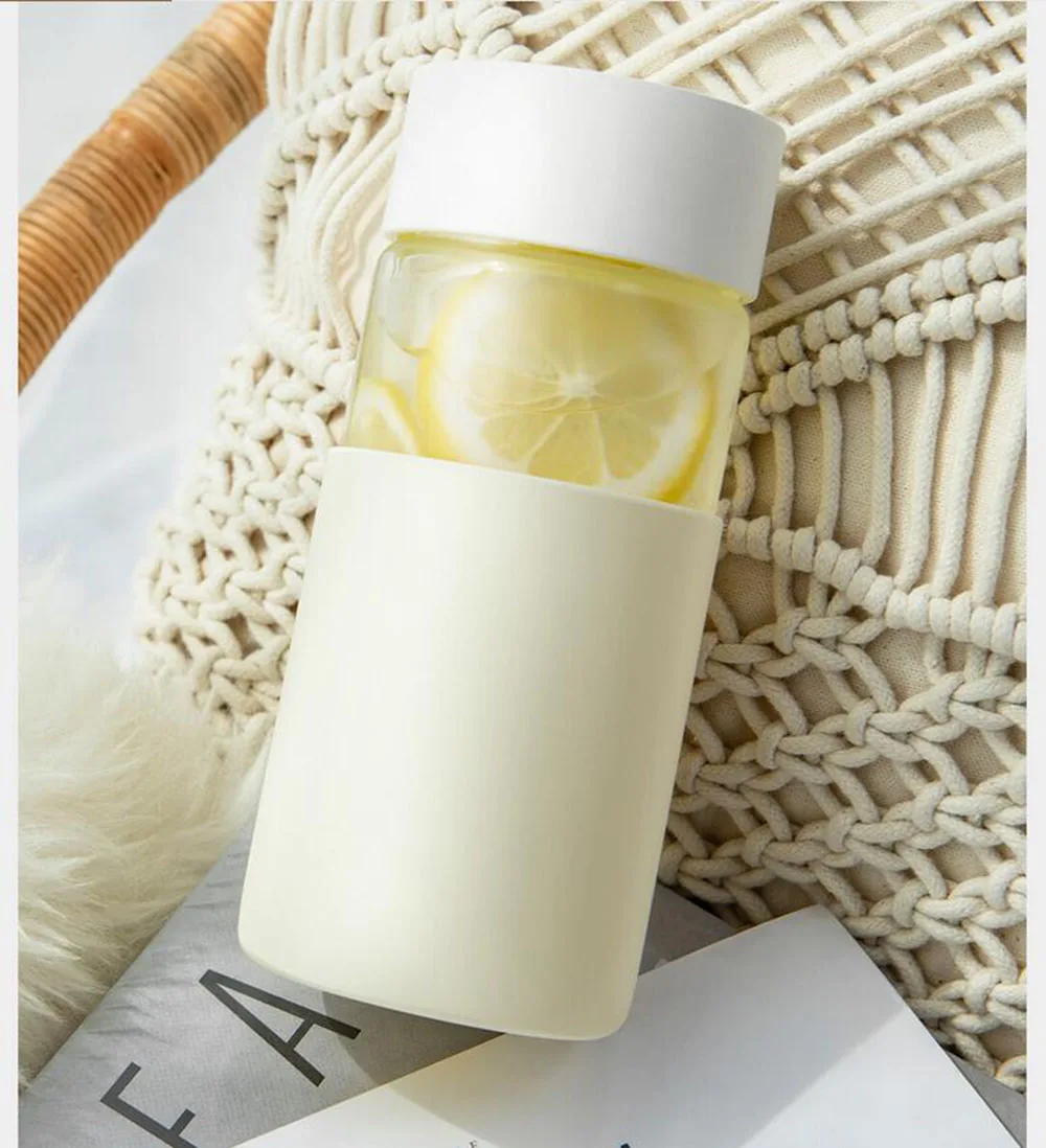2019Xiaomi Fun Home Glass Sport Water Bottle  Protective Bag 350ML Fruit Lemon Gourde My Drink Bottle Student Solid Tea Milk Cup (14)