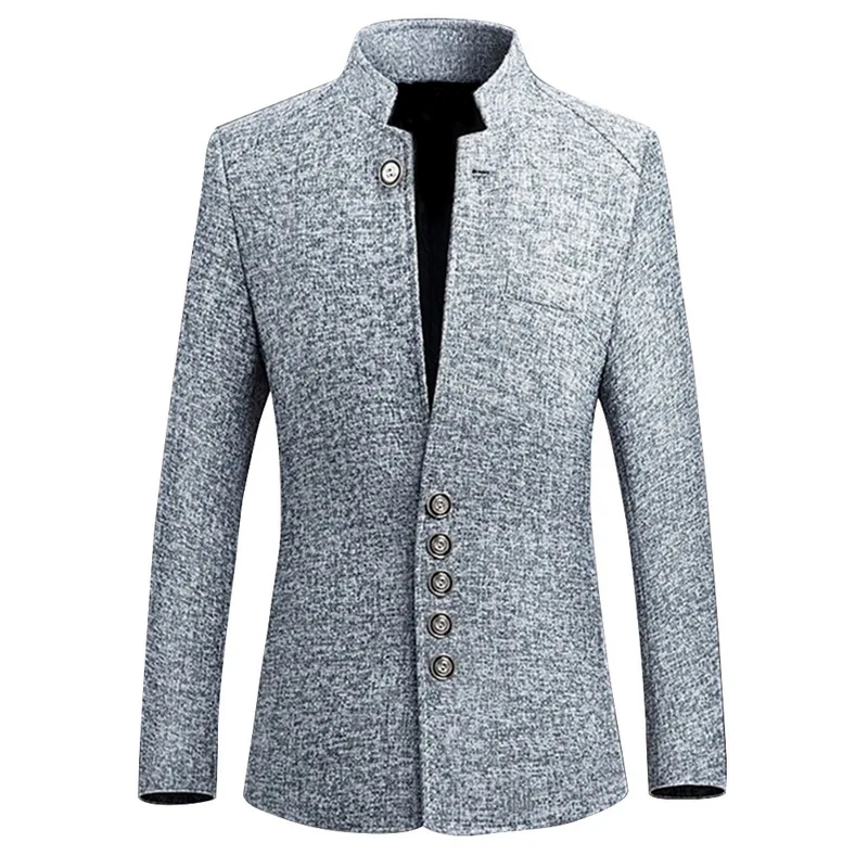 

MJARTORIA Mens Casual Solid Color Jackets New Fashion Spring Autumn Trench Coat Long Sleeve Solid Color Stand Collar Button Coat
