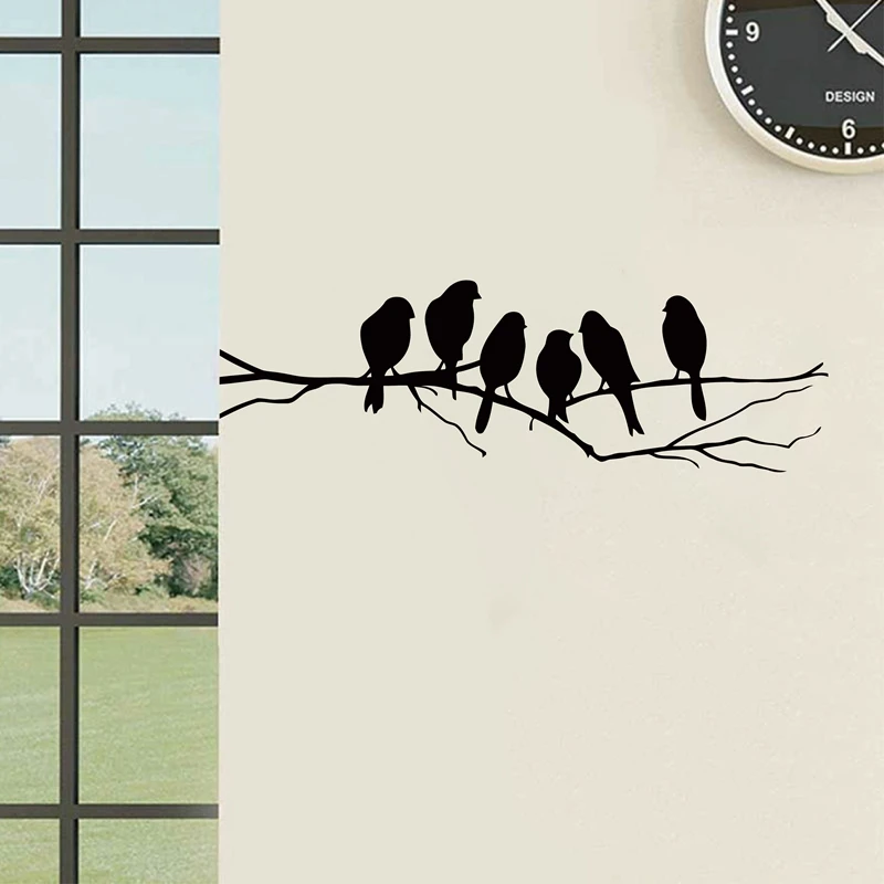 free shipping home decoration bird wall decals , black birds on branch