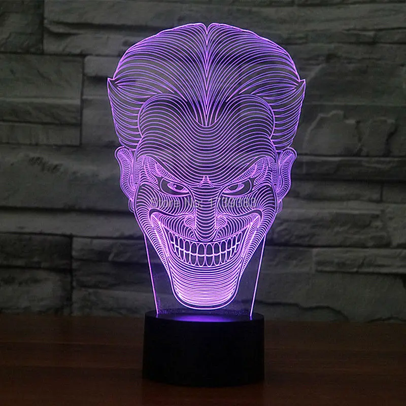 

Free Shipping 1 piece Multi Color USB charge Smile Jack Ghost 3D LED light with 3D luminaria night lamp for Hallowmas gadgets