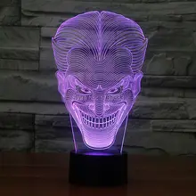 Free Shipping 1 piece Multi Color USB charge Smile Jack Ghost 3D LED light with 3D