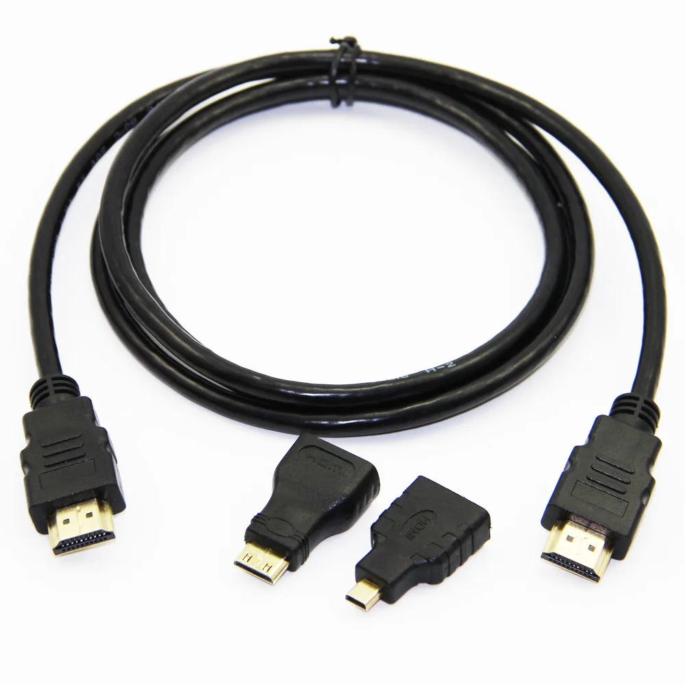 3 IN 1 HDMI Cable Kit Gold Plated HDMI Cable+ Mini HDMI Adapter+Micro