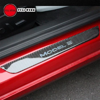 

1 pair Epoxy Car Door Sill Cover Sticker Plate for Tesla Model 3 Welcome Pedal Decoration Trim Protector Accessories