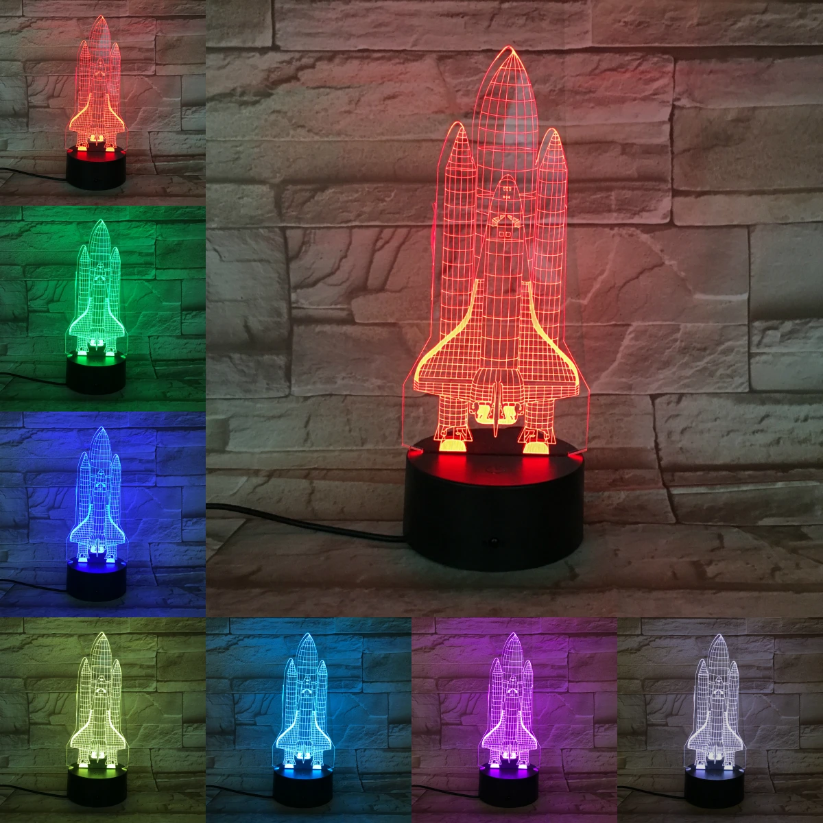 Ракеты 3D лампа ночник светильник светодиодный многоцветная вспышка выцветает праздничный реквизит Рождественские подарки для детей мальчик Дом Deocr