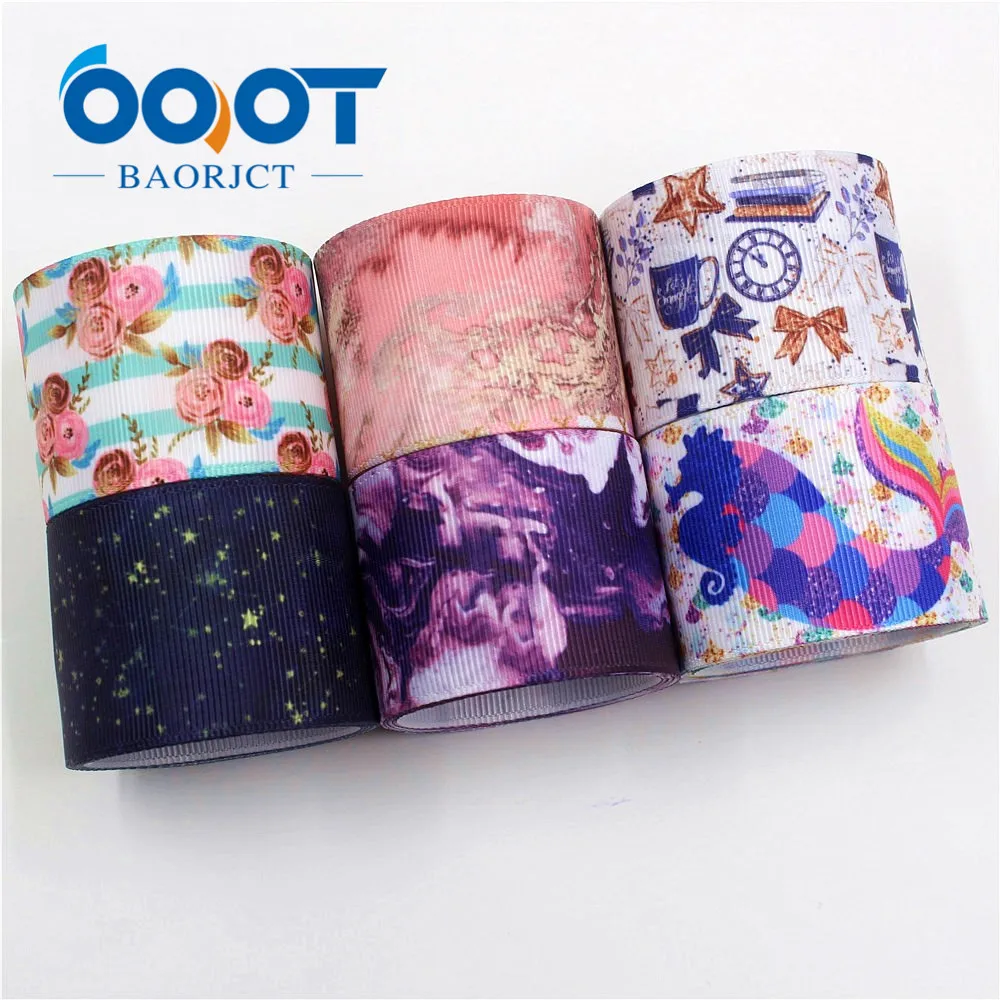

OOOT BAORJCT I-19225-477,38mm,10yards Cartoon Thermal transfer Printed grosgrain Ribbons,bow cap DIY accessories decorations