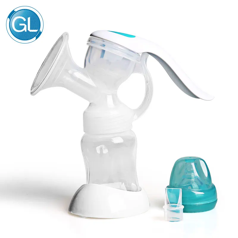 

GL Breast Pump Manual Operated Silicone BPA Free Manual Breast Feeding Pump Accessories Nipple Suction with Feeding Milk Bottles