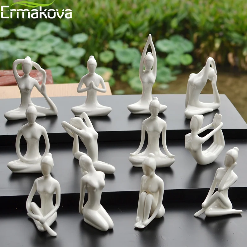 ERMAKOVA 12 Styles Abstract Art Ceramic Yoga Poses Figurine Porcelain