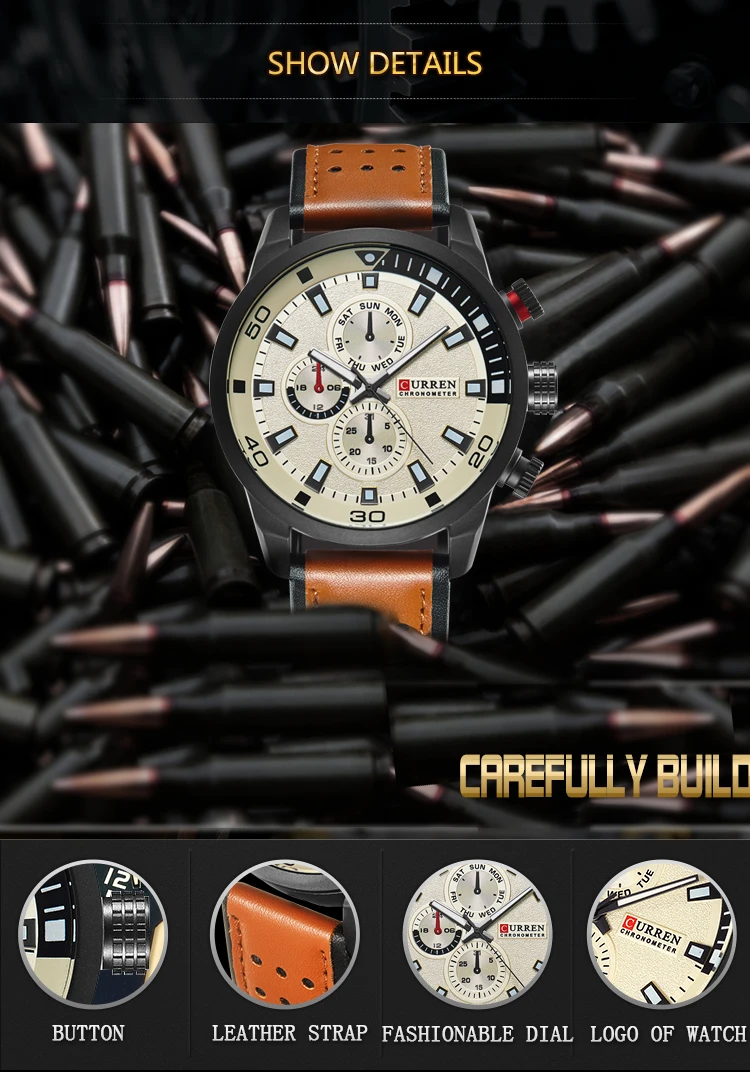 CURREN бренд Топ Новая мода повседневное кварцевые наручные часы для мужчин кожа relojes ремешок Круглый кварц водостойкий 8250