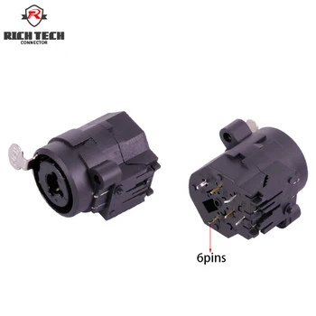 

8pcs 6pins xlr+jack 6.35mm connector Female Jack socket Panel Mount xlr + 6.35mm jack Professional Speaker connector