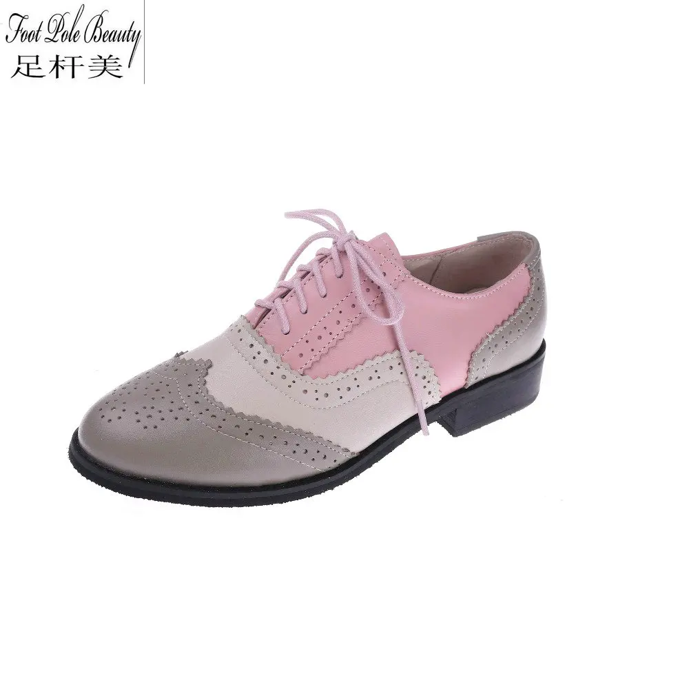 pink and white oxford shoes