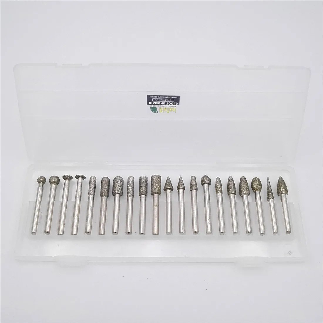 DIATOOL 20pcs Electroplated Diamond Grinding Heads #46 Mounted Points Rotary Engraving Tool