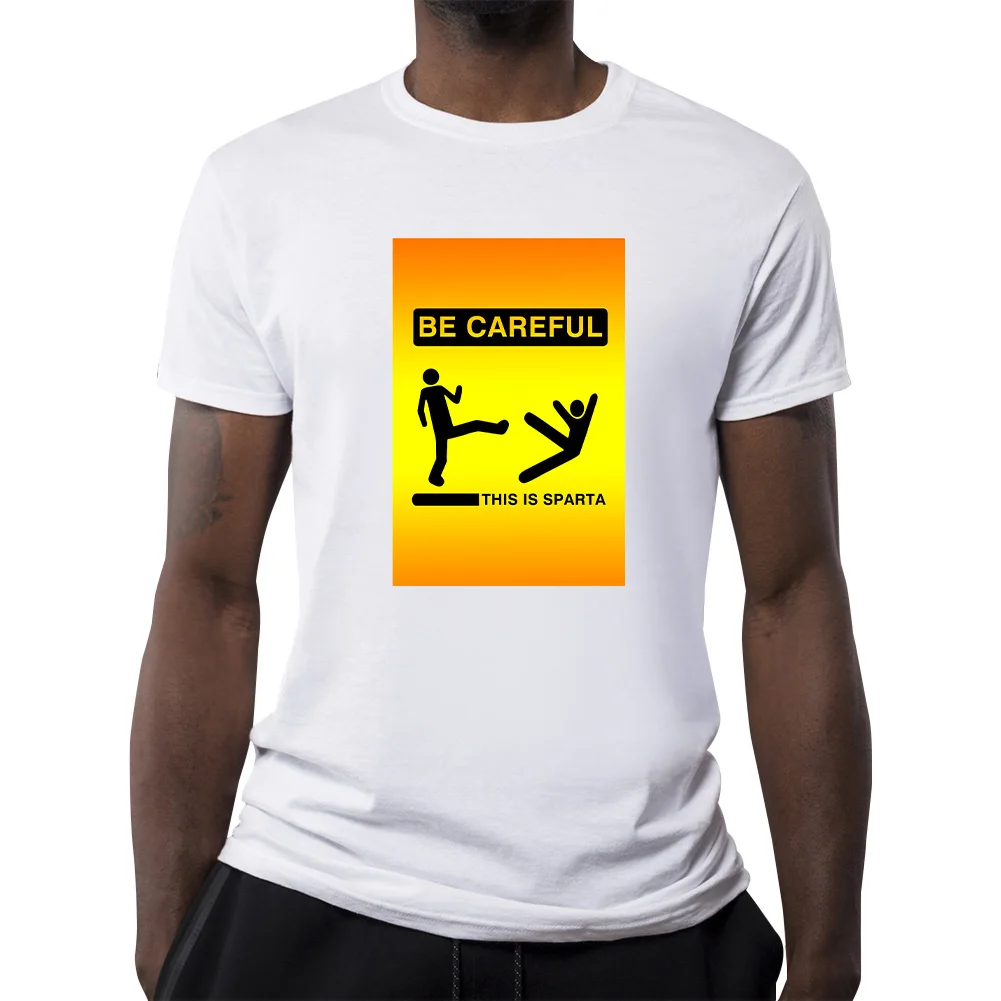 

YFFUSHI Summer Funny T shirts Men Be Careful Print Casual T Shirts Creative Tees Men Cool T shirts Tops Streetwear Plus Size