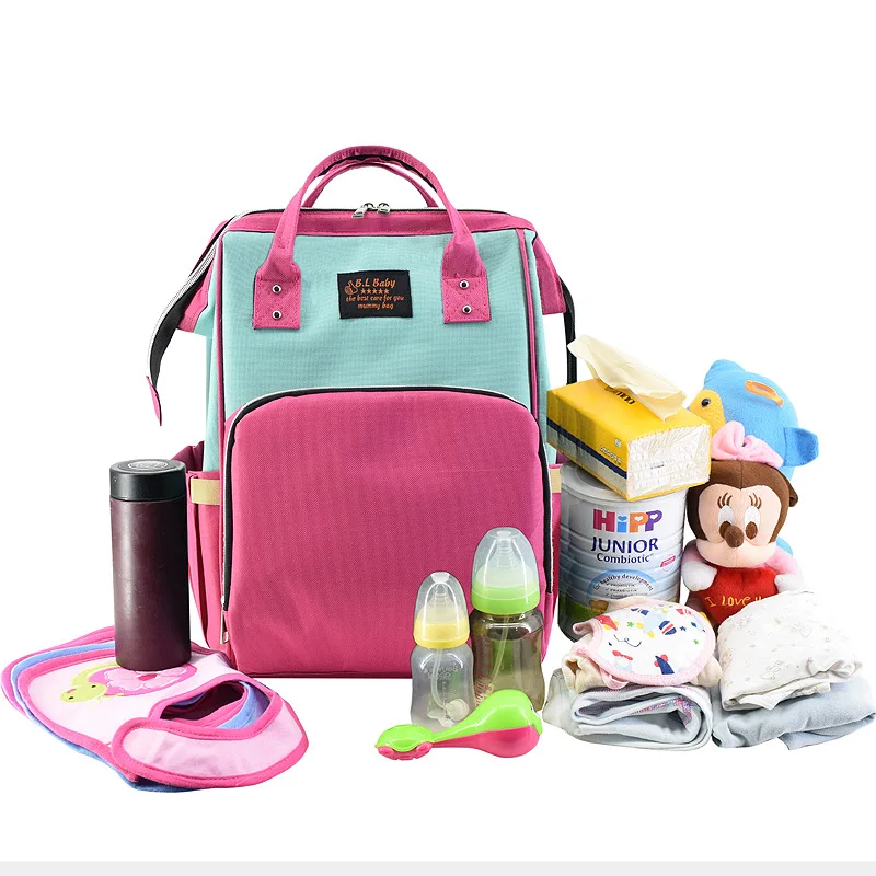 Новая сумка для подгузников, рюкзак, модная сумка для мам, Большая водонепроницаемая сумка для ухода за ребенком, сумка для пеленания, большая сумка для коляски - Цвет: Розовый