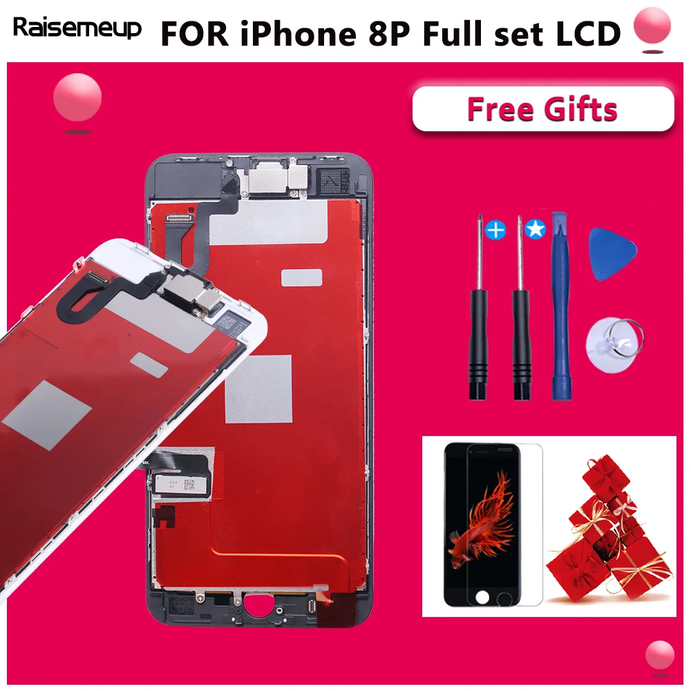 

Complete Assembled LCD Display Full Set For iPhone 8 plus LCD Touch Screen Pantalla Front Camera with free tempered glass+tools