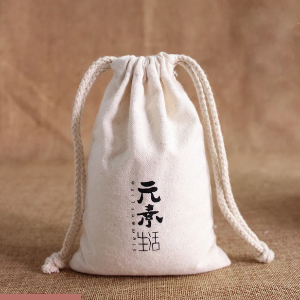 High quality cotton canvas customized small drawstring bag jewelry bag wholesale custom gift bag ...