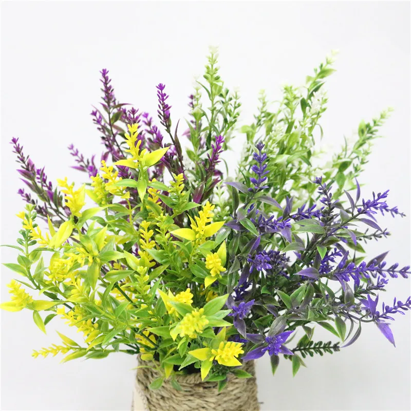 JAROWN Artificial Plants Fake Plastic Lavender 7 Branch Simulation Plastic Flower Bouquet For Wedding Home Party Decoration (24)
