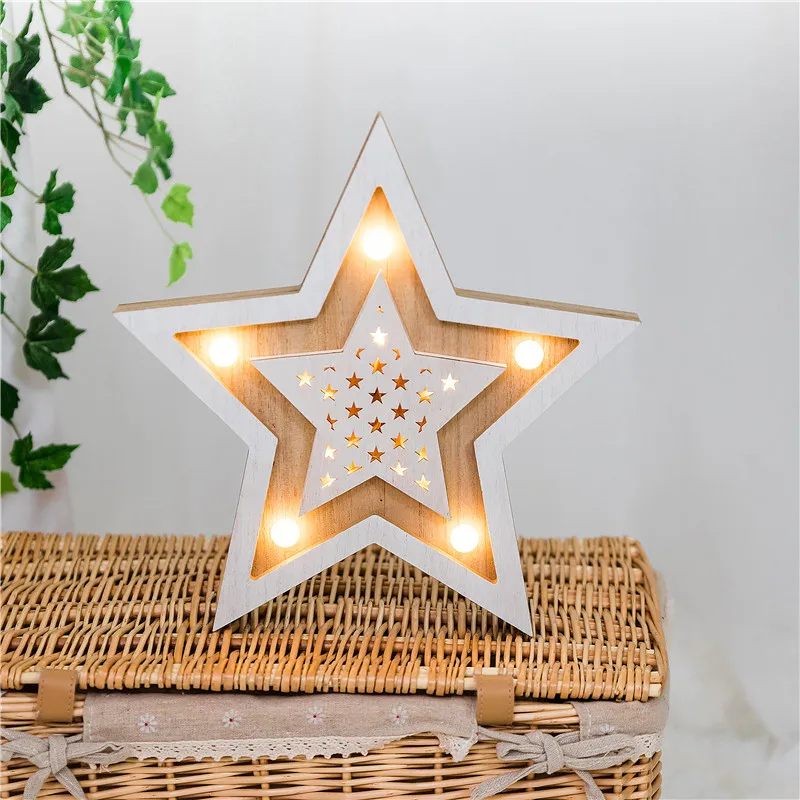 Рождественские огни светящийся деревянный светодиодный супер звезда праздничное декоративное освещение Свадьба День Рождения Детские