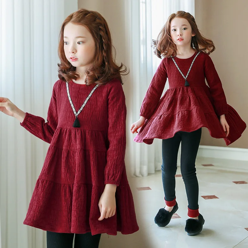 

2018 Kids Girl Dress Autumn Winter Fashion Baby Girl England Style Long Sleeve Dress Children Clothing Casual Girl Clothes