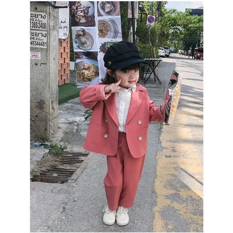 

[Bosudhsou] WT-3 Kids Sports Clothes Sets Spring Solid Jacket + Pants Baby Girl hoodie Children's Clothing Suit Blazers
