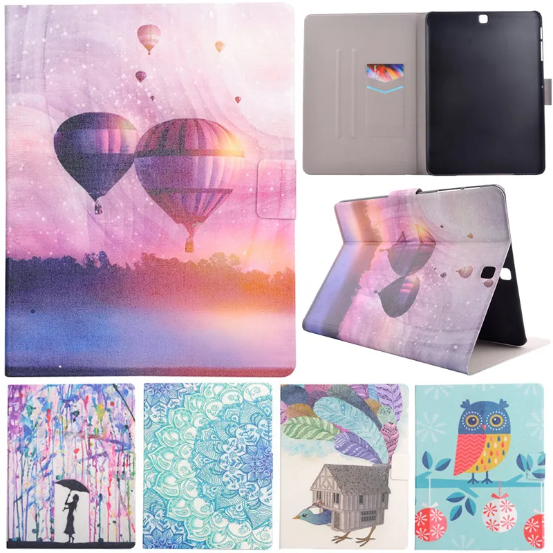 

Cute Cartoon Girl Owl Balloon Bird Flower Flip Leather Stand Case For Samsung Galaxy Tab S2 9.7" SM-T810 T815 Tablet Cover Coque