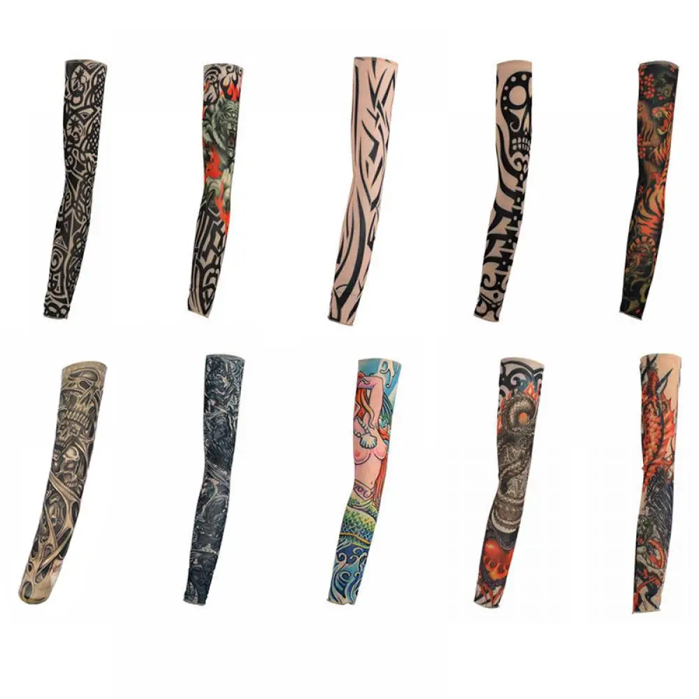 1 шт., нейлоновые эластичные накладные временные тату-рукава, чулки для рук, дизайн тела, крутые мужские унисекс модные гетры для рук
