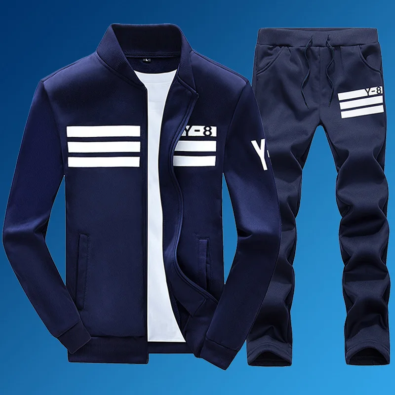 

Men Tracksuits with Pants 2019 New Gyms Set Thicken Fleece Male Autumn Two Piece Clothing Casual Track Suit Mens Sportswear