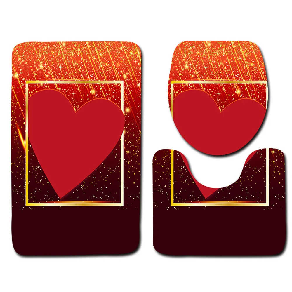 3 шт. Valentine's Day Pattern Нескользящие крышку унитаза коврик Ванная комната набор Декор Лидер продаж высокое качество 2019 новых моделей современный