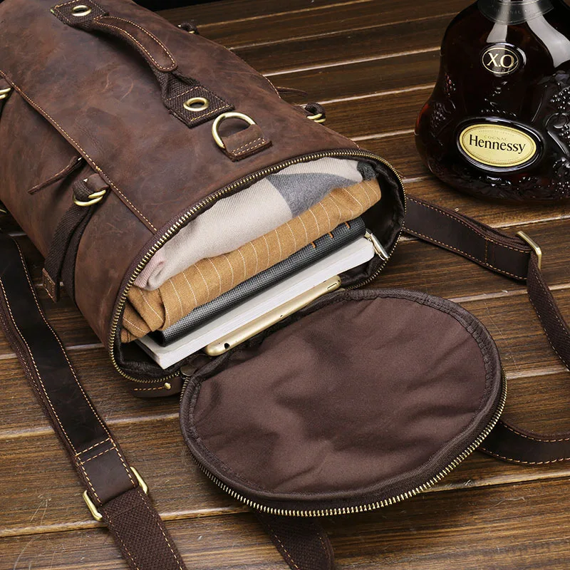 

Genuine Leather Men Travel Bags Carry on Luggage Bags Men Duffle Bags Handbag Travel Tote Large Weekend Bag Overnight