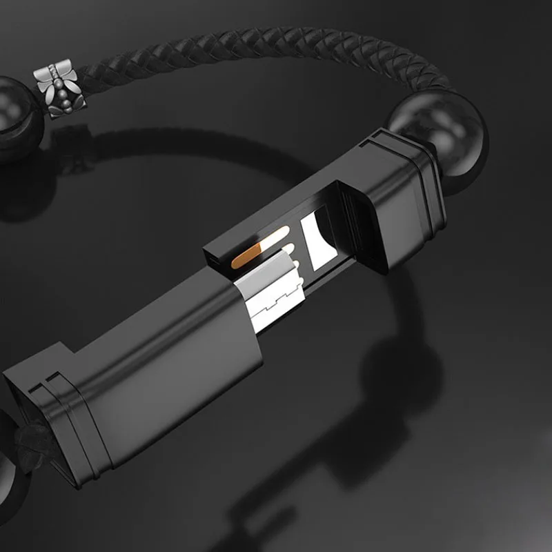 Высококачественный кожаный плетеный браслет кабель USB для зарядки и передачи