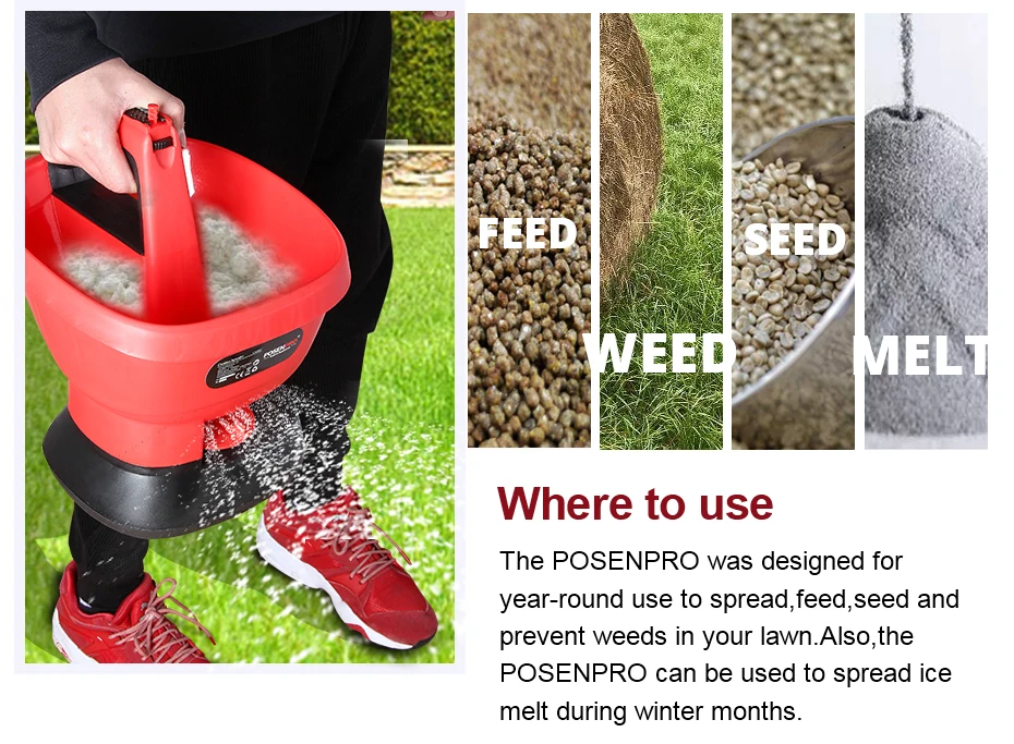 Posenpro Cordless Spreader 6v Aa Battery Handheld Sow Spreader For