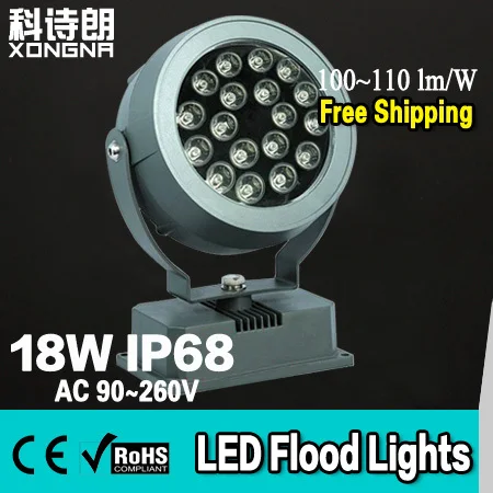 

Free Shipping AC85~265V 18W Outdoor LED Flood Light Waterproof IP68 Floodlight LED with High Lumen's Epsitar Chip