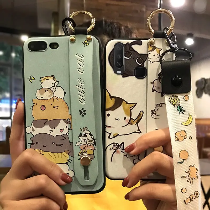 Lanyard Phone Case For Vivo Y17 /Y3 6.35-inch Shockproof Holder Delicate Painted TPU Silicone Cover Cute Cartoon | Мобильные