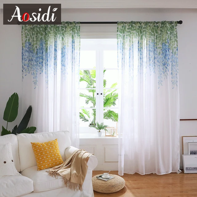 Wisteria Flower Design Modern Tulle Curtains 4