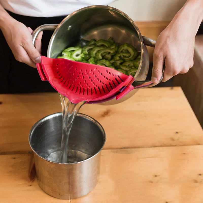 

Kitchen Clip On Pot Strainer Drainer Silicone Colanders For Draining Excess Liquid Univers Draining Pasta Cookware Organizer