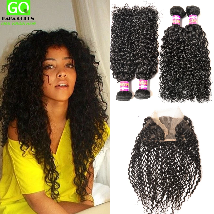 

13x4 Virgin Brazilian Human Hair Lace Frontal  Kinky Curly Lace Frontals With 4Bundles Kinky Curly Virgin Hair With Frontal