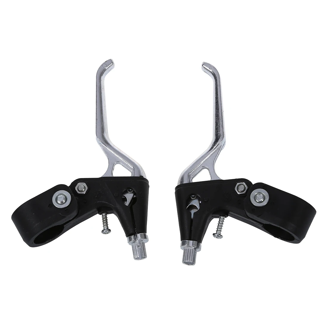 

Pair Bicycle Right Left Brake Levers Replacement Black Silver Tone