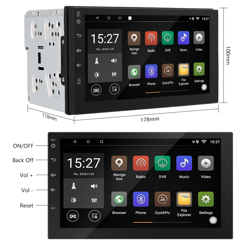 Top Jansite Universal 7" 2 Din Car Radio player + Touch screen Dashcam Stereo Audio Video Bluetooth FM GPS Navigation radio TF Card 4