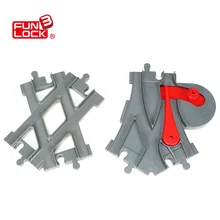 Funlock Duplo Blocks font b Toys b font Train Track Crossover Parts Railway Switch Building Bricks