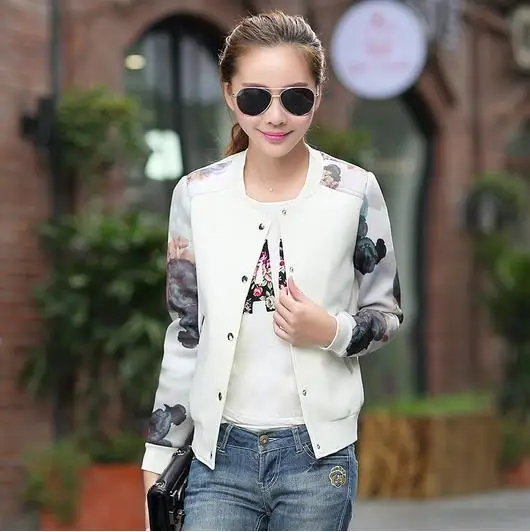 

2019 Autumn Winter Varsity jackets Plus Size 3XL Women Baseball Floral Jacket Women Ditsy Print Zipper Outwear Femininos Jackets