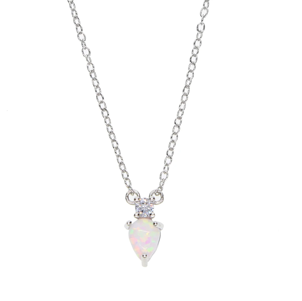 

Simple necklace 100% 925 sterling silver tear drop cz stone minimal tiny stone lovely girl women delicate silver jewelry