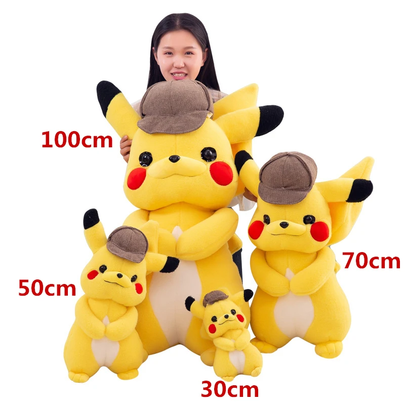 

30cm 0.15kg | 50cm 0.5kg | 70cm 1.1kg Big Movie Detective Pikachued Eevee Go Plush Soft Toy Stuffed Animal Cuddly Doll Kids