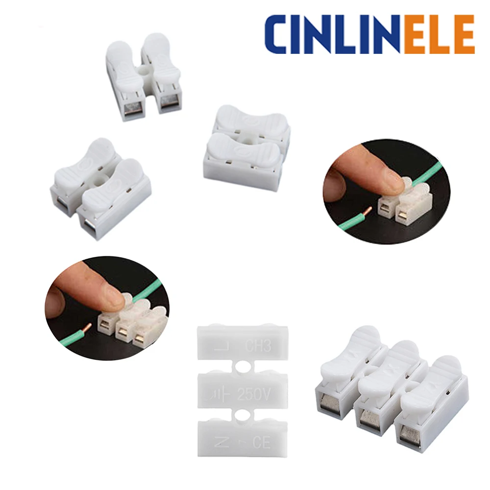 10PCS/Lot CH 2 CH 3 Spring Wire Quick Connector Splice With No Welding