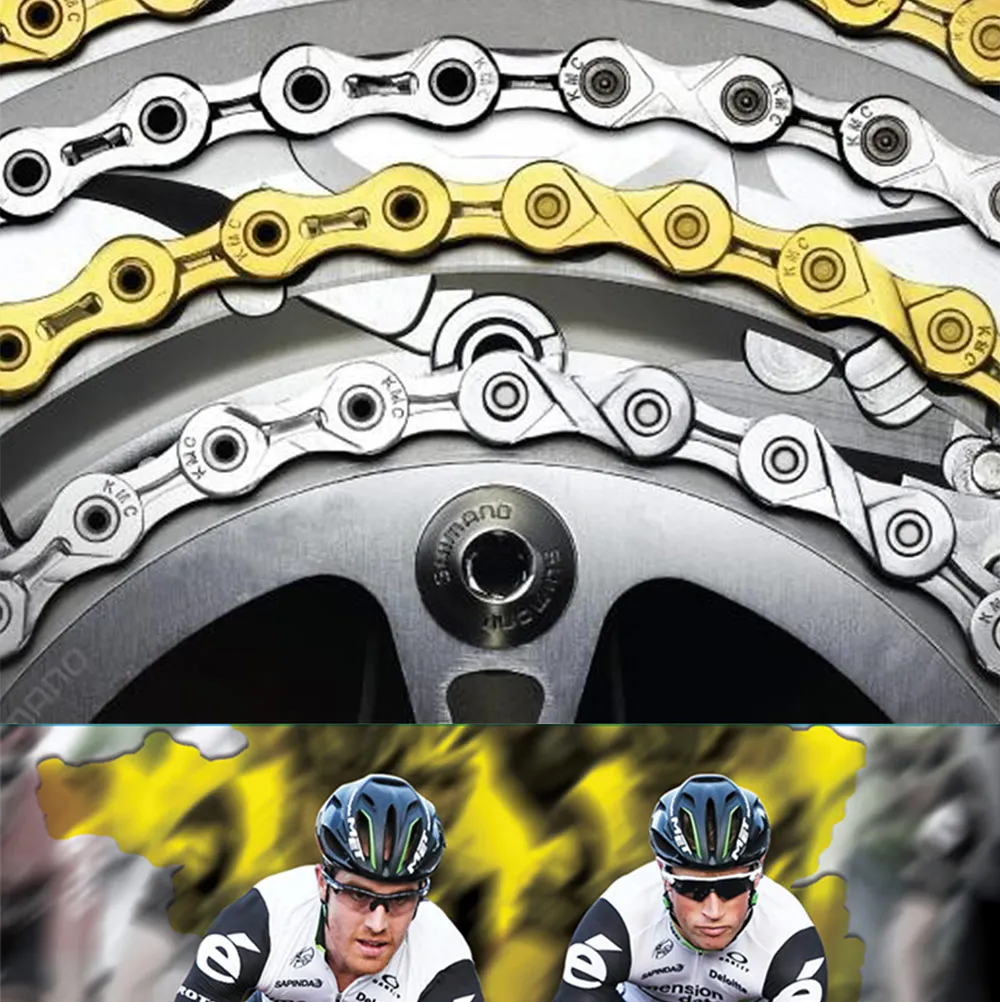 Cheap KMC X9L Gold 116 Links 9 Speed Bicycle Shift Chain for Road / Mountain Bike MTB 3