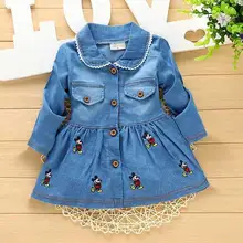 Automne Printemps Casual bébé Enfants infantile Enfants filles Arc Caneton broderie cardigan Single-breasted Dress Y1500