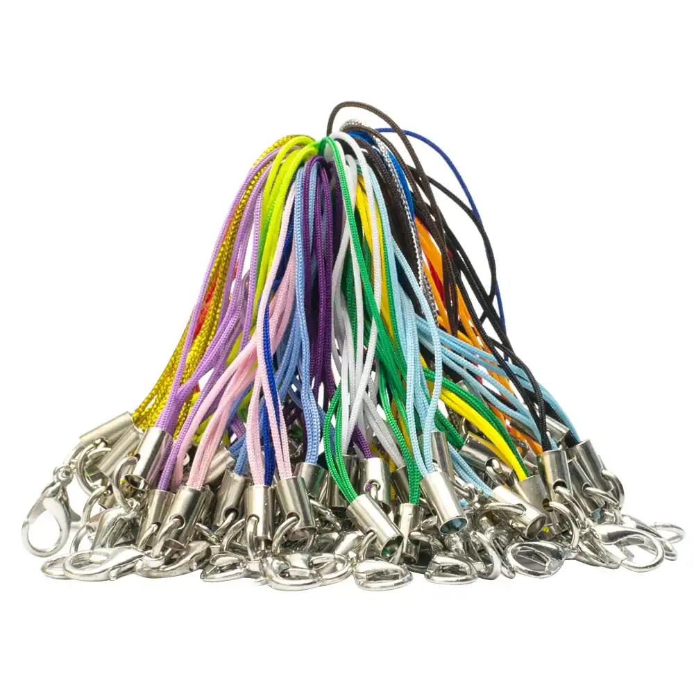 100pcs Lanyard Lariat Strap Cords Lobster Clasp Rope Keychains Hooks