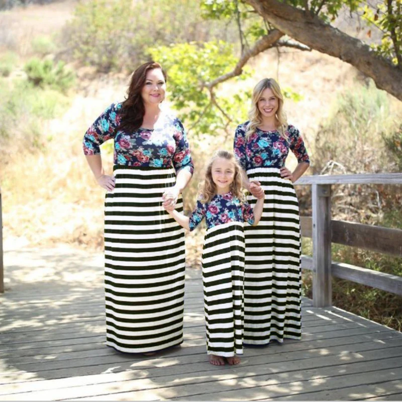 

2018 mother daughter dresses autumn long sleeve dress ukraine maxi dress plus size 6xl vestidos mom and daughter dress christmas