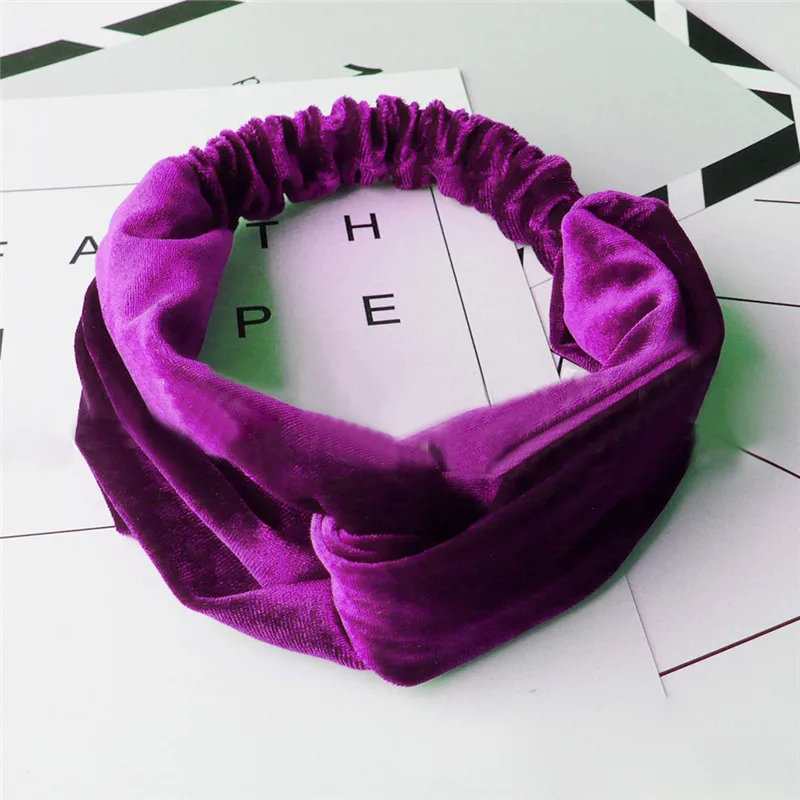 1PC Velvet Knot Headband Noble Scrunchy Twist Hair Band Turban Hairdband Bandage On Head For Women - Color: K